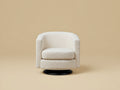 Fauteuil pivotant 86×82×78 cm - tissu bouclé blanc cassé et base noire - assise enveloppante moderne pour salon