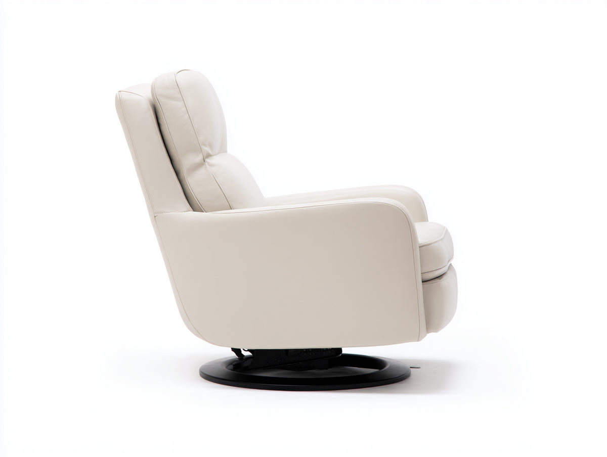 Fauteuil pivotant en cuir synthétique blanc 86×82×88 cm – base noire – design moderne pour salon