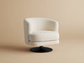 Fauteuil pivotant en tissu bouclé blanc 82×78×76 cm – base noire – style contemporain pour salon