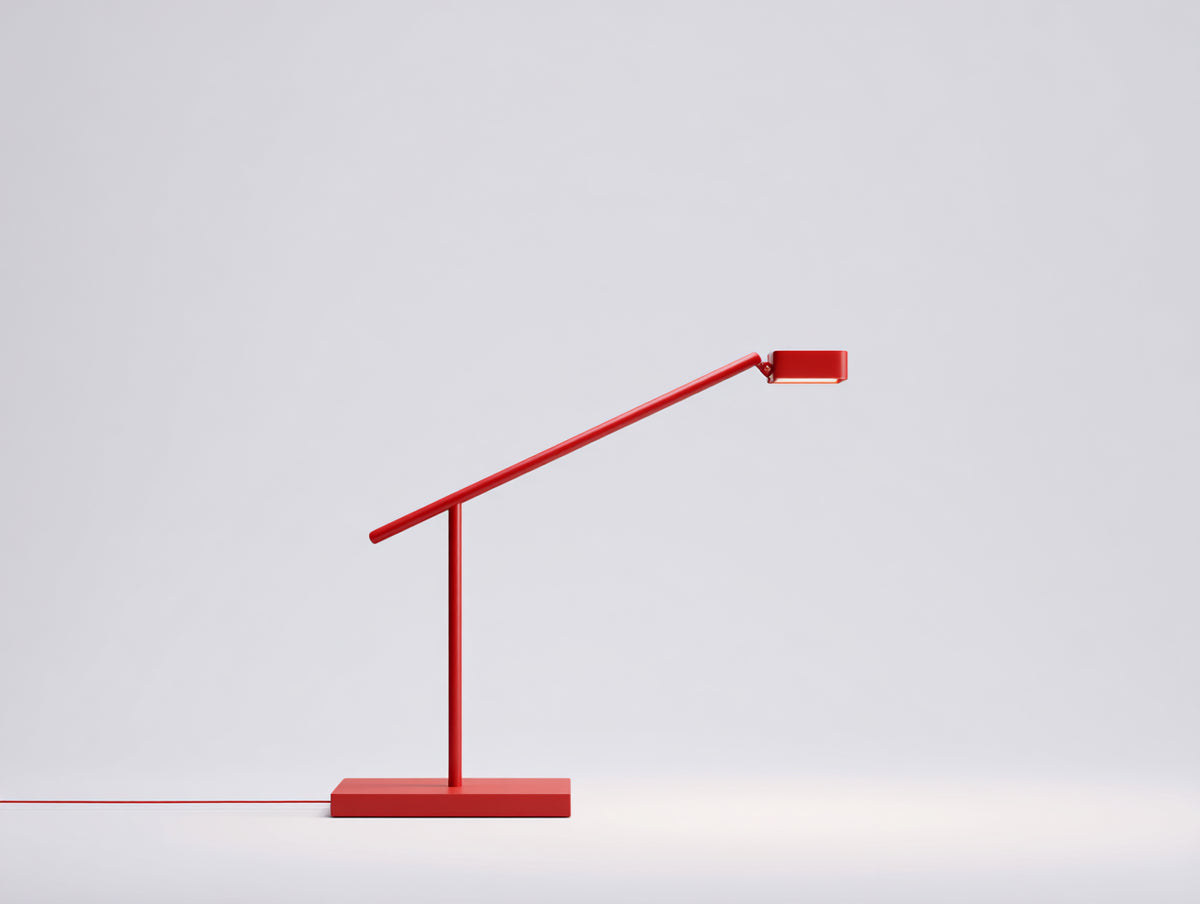 Lampe de bureau LED 65×22×72 cm - métal rouge satiné - bras incliné pour chambre à coucher