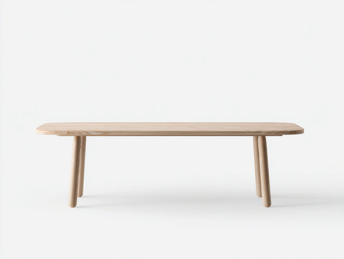 Banc 180×38×45 cm - bois naturel clair avec assise fine - design épuré pour salle à manger