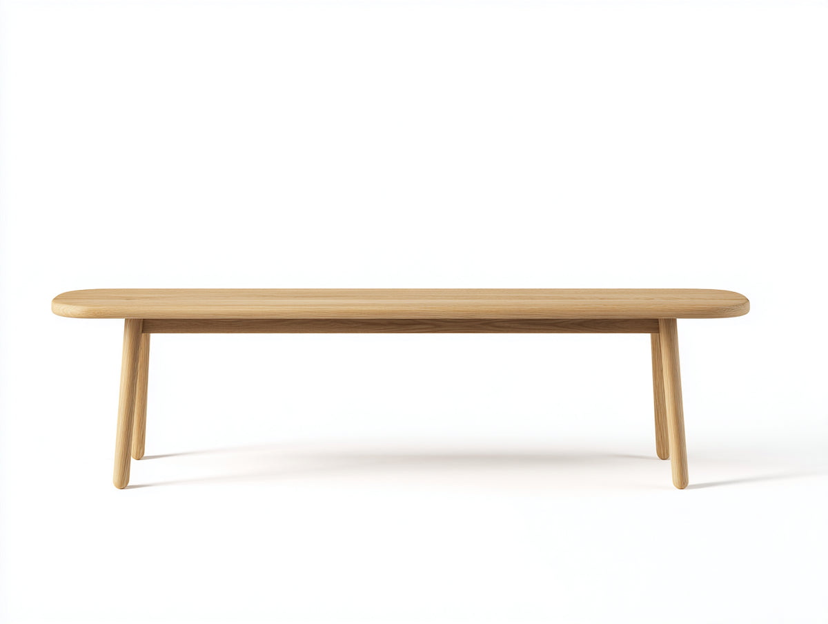 Banc 180×38×45 cm - bois massif finition chêne clair - style naturel pour salle à manger