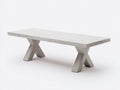 Console 235×92×75 cm - finition béton clair et pieds bois géométriques - mobilier moderne pour chambre à coucher