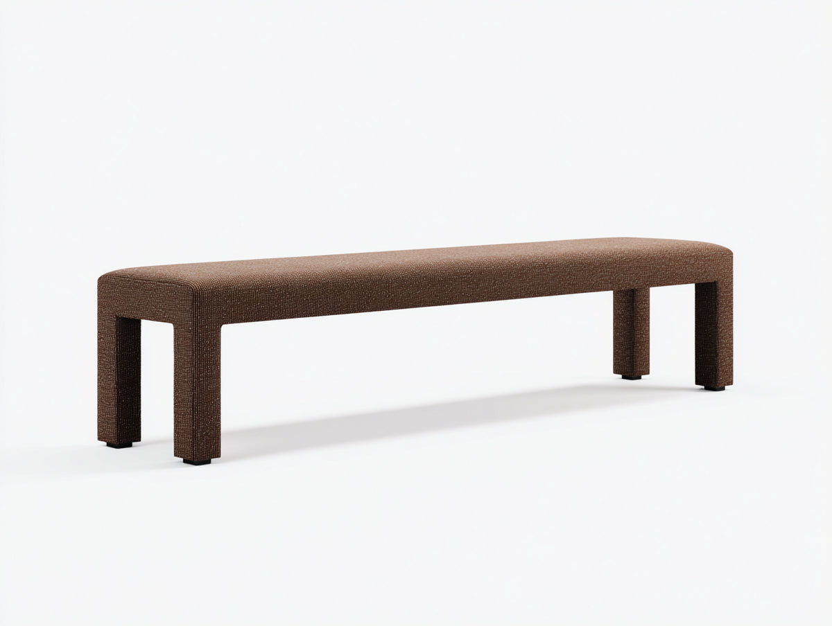 Banc 150×40×46 cm - tissu brun tabac - assise longue avec renfort central pour salle à manger