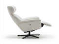 Fauteuil relax 92×86×104 cm - cuir synthétique blanc et base noire pivotante - dossier inclinable confortable pour salon