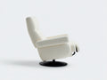 Fauteuil relax 88×82×105 cm - tissu bouclé blanc et base noire pivotante - dossier inclinable style contemporain salon
