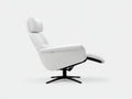 Fauteuil inclinable 90×85×103 cm - revêtement textile blanc et pied noir pivotant - assise ergonomique moderne pour salon