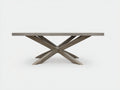 Console 245×100×76 cm - plateau gris pierre et piètement croisé en bois - style contemporain pour chambre à coucher