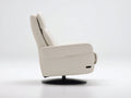 Fauteuil inclinable 90×84×102 cm - revêtement blanc doux et socle noir rond - assise pivotante ergonomique pour salon
