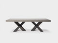 Console 230×90×75 cm - surface minérale gris clair et base en bois croisé - mobilier moderne pour chambre à coucher