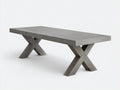 Console 230×90×75 cm - surface minérale grise et support en bois croisé - mobilier moderne industriel doux chambre à coucher
