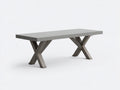 Console 230×90×75 cm - surface minérale grise et base bois croisée - décoration moderne pour chambre à coucher