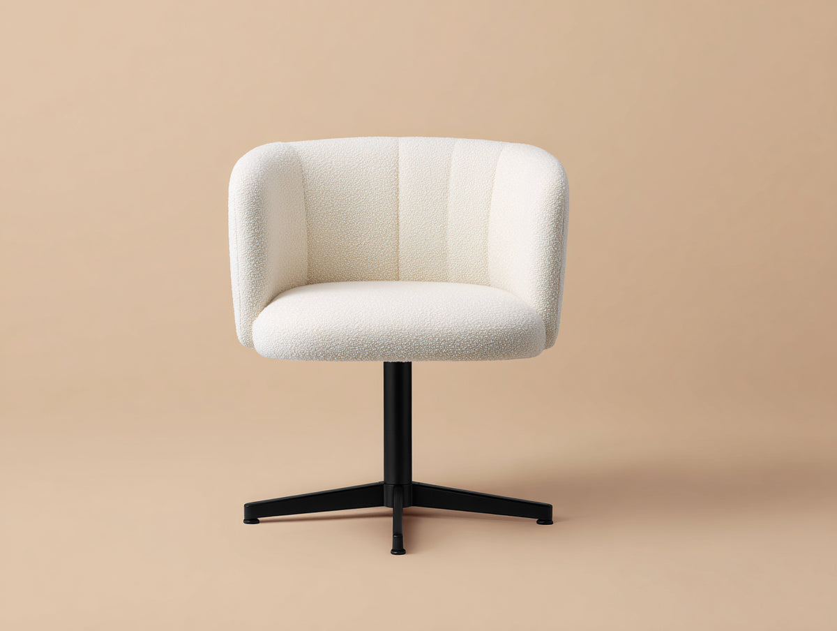 Fauteuil 78×75×82 cm - tissu bouclé blanc - fauteuil pivotant moderne avec base noire pour salon